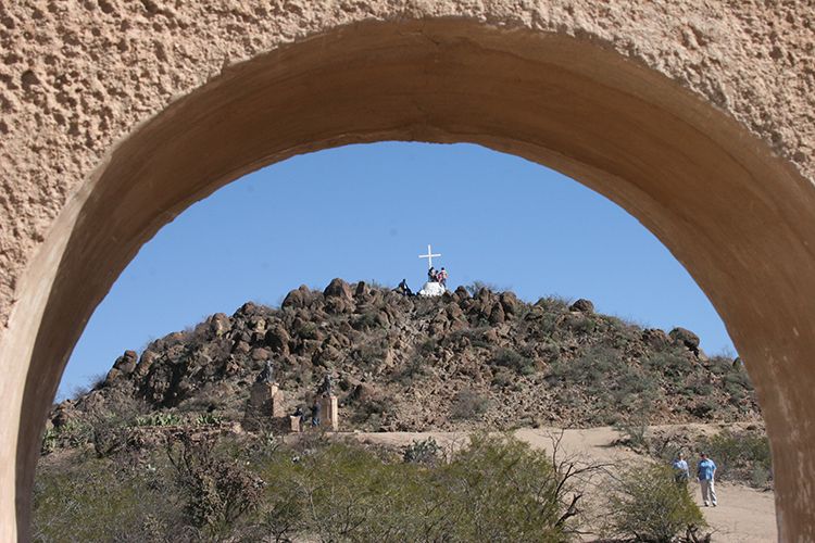 San Xavier Mission Cross on Hill, Tucson AZ