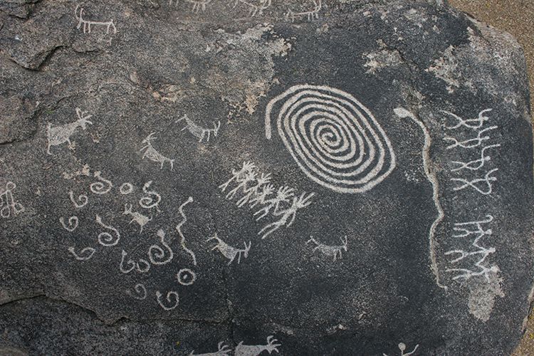 Tohono Chul Botanical Gardens Old Writing and Art Engraving, Tucson AZ